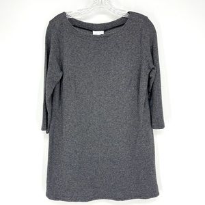 J. Jill Ponte Dark Gray Patterned Tunic Top. Viscose blend. 3/4 sleeves. Size S.
